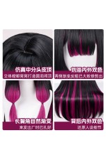 1/3 Delusion Genshin Impact Columbina Black Rose Pink Highlighted Cosplay Wig